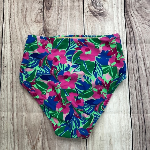 NEW J.Crew Factory Tropical Bright Floral Multi-Color High Waisted Bikini Bottom - Picture 3 of 7